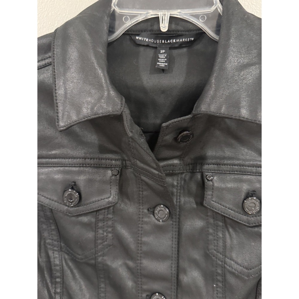 White House Black Market Essential Moto Jacket Black Faux Leather 2P - Picture 3 of 8